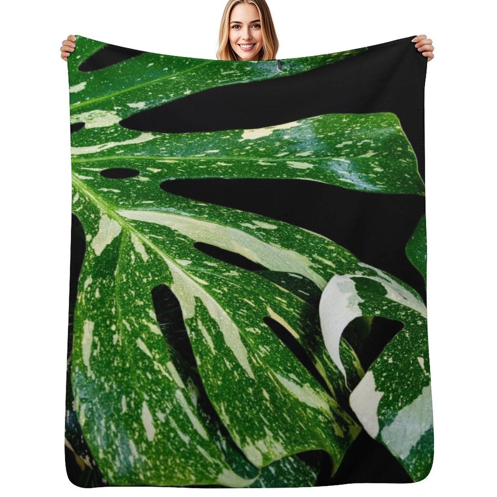 Monstera Thai Constellation - Monstera Thai Constellation Wurfdecke, individuell gestaltbar,